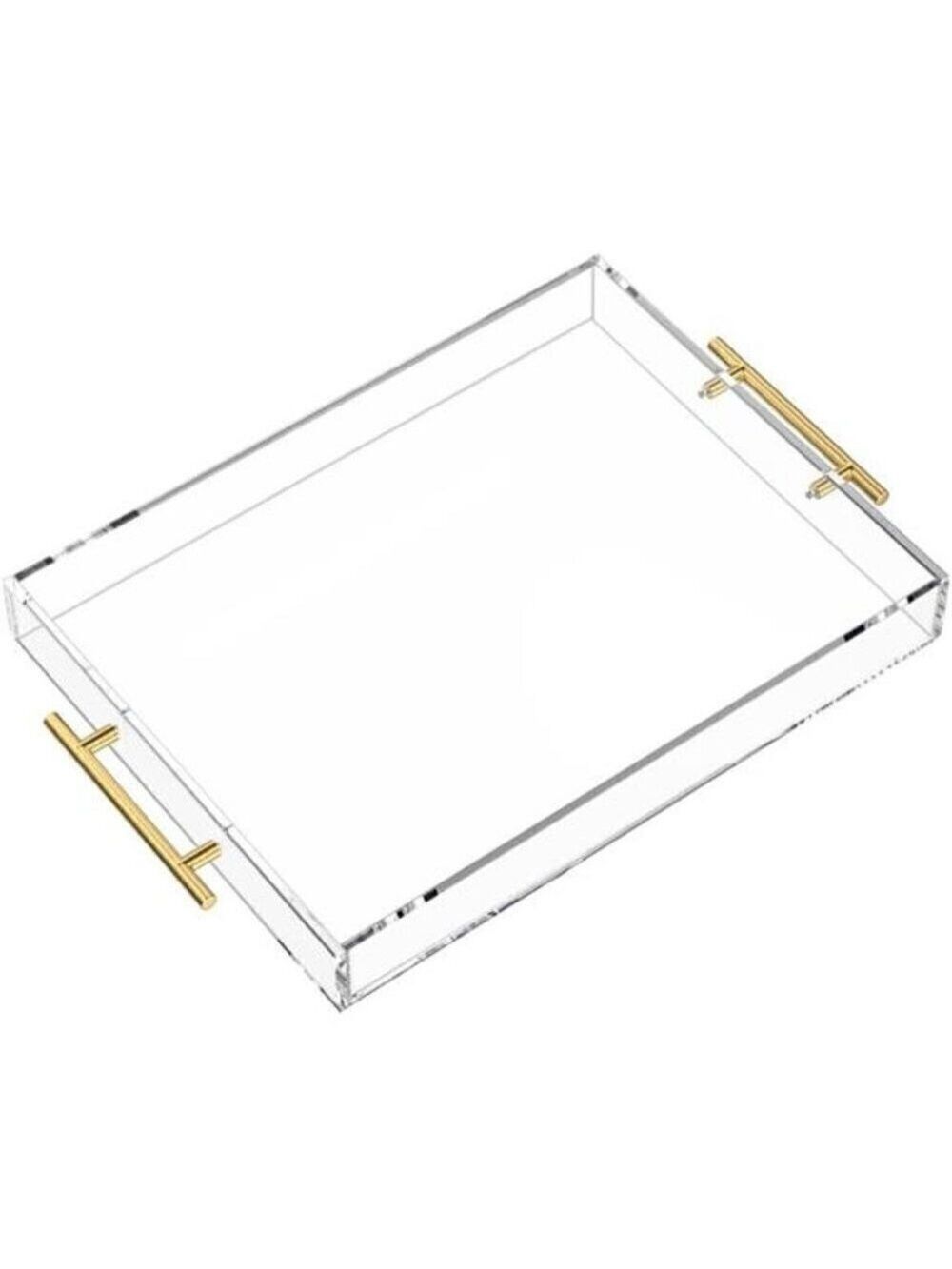 Clear Serving Tray 12x16 Spill Proof Acrylic Organizer Coffee Table Counter top